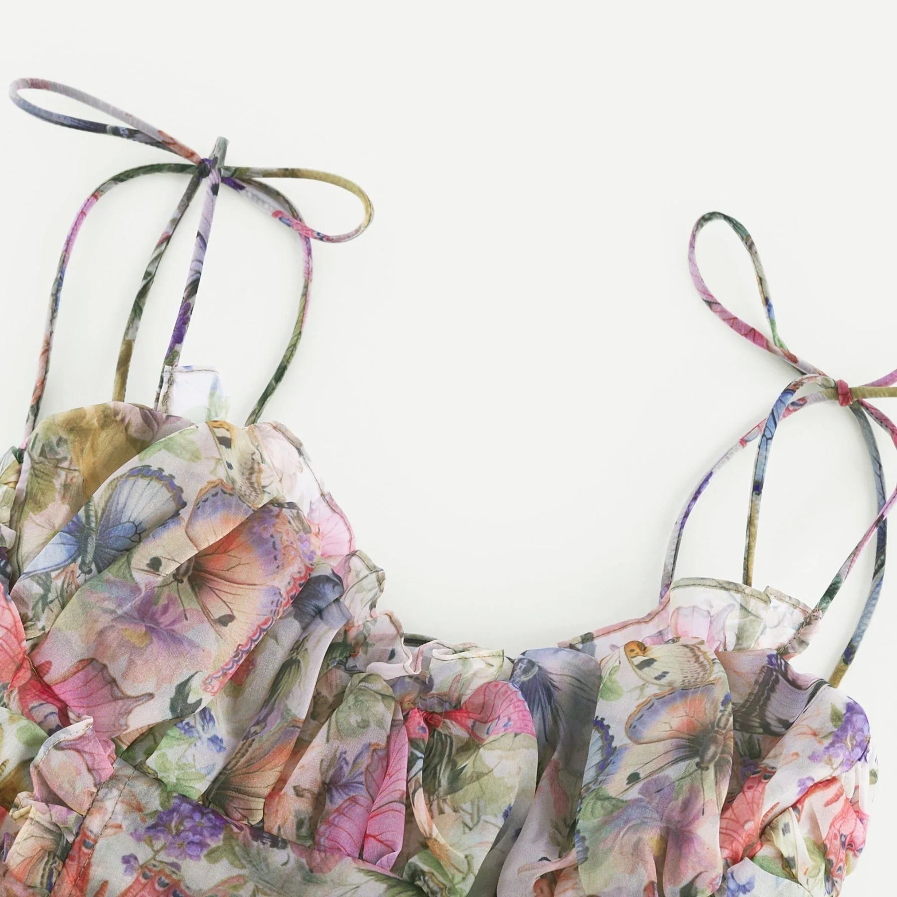 Clarissa Mini Dress - Sleeveless - Floral Print - Bustier Style - High Waist - Tiered Design