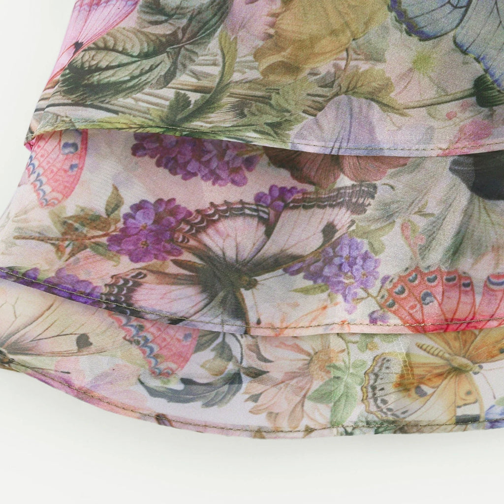 Clarissa Mini Dress - Sleeveless - Floral Print - Bustier Style - High Waist - Tiered Design