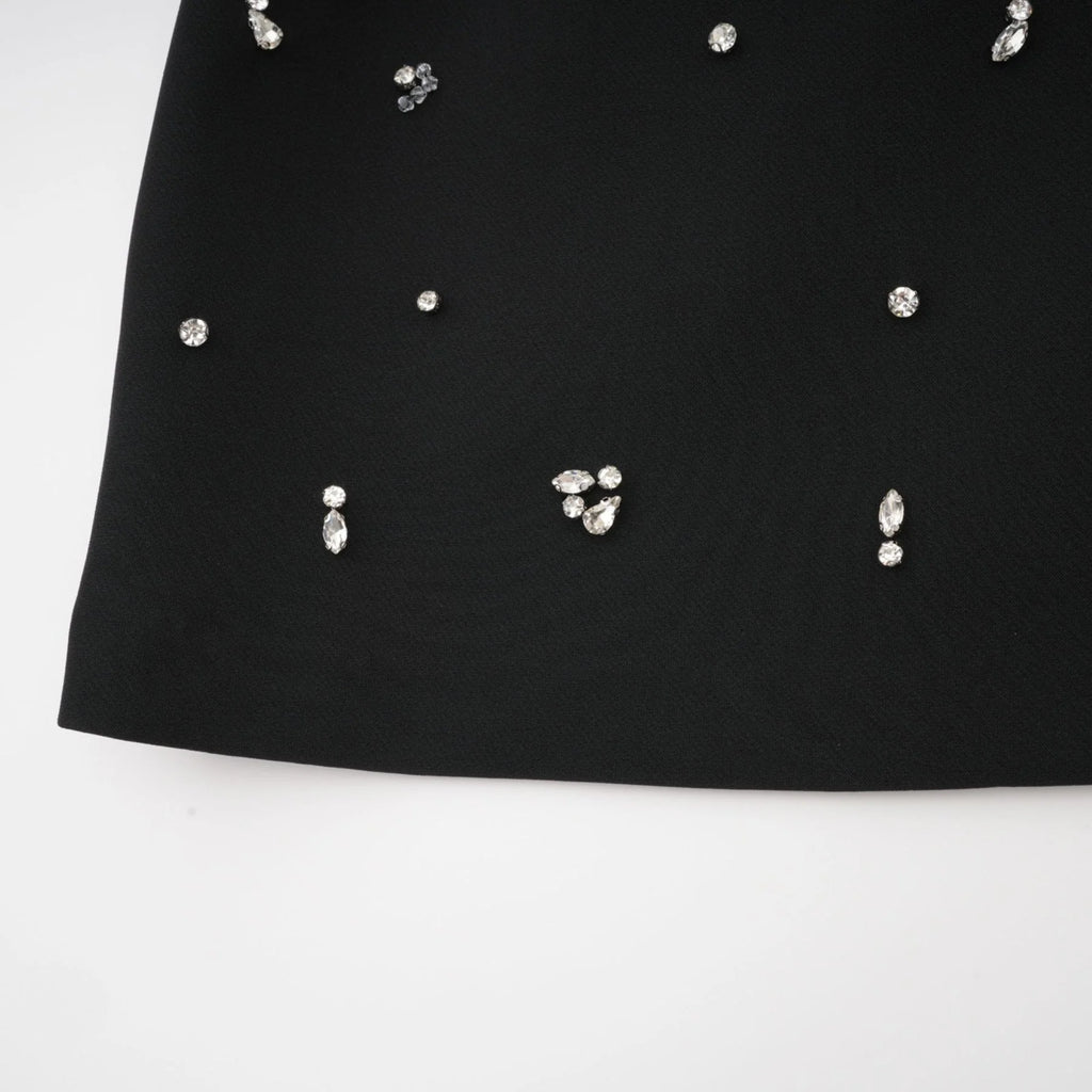 Clarissa Skirt & Top Set - Halterneck Top - Crystal Embellishment - Rear Zip Fastening - Cropped Design