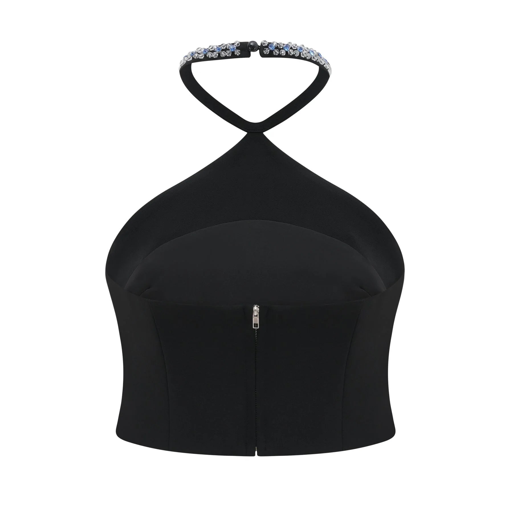 Clarissa Skirt & Top Set - Halterneck Top - Crystal Embellishment - Rear Zip Fastening - Cropped Design