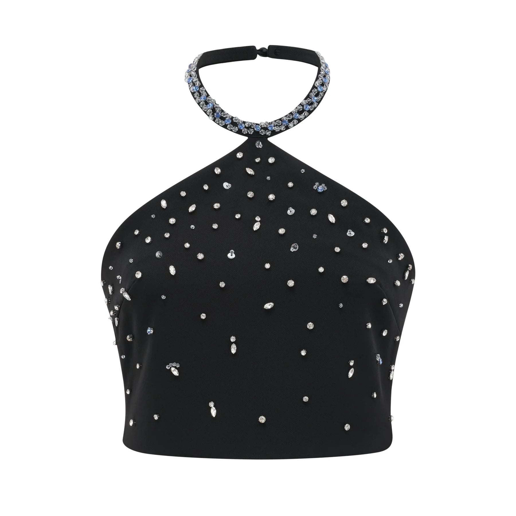 Clarissa Skirt & Top Set - Halterneck Top - Crystal Embellishment - Rear Zip Fastening - Cropped Design