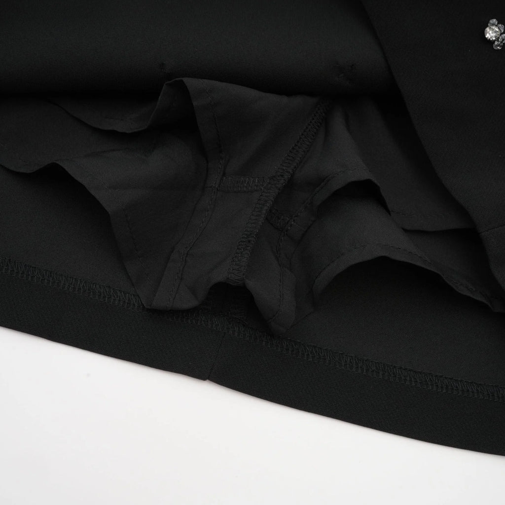Clarissa Skirt & Top Set - Halterneck Top - Crystal Embellishment - Rear Zip Fastening - Cropped Design