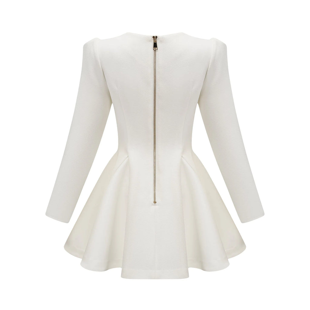 Clementina Blazer - V - Neck - Long Sleeves - Shoulder Pads - Tone Buttons