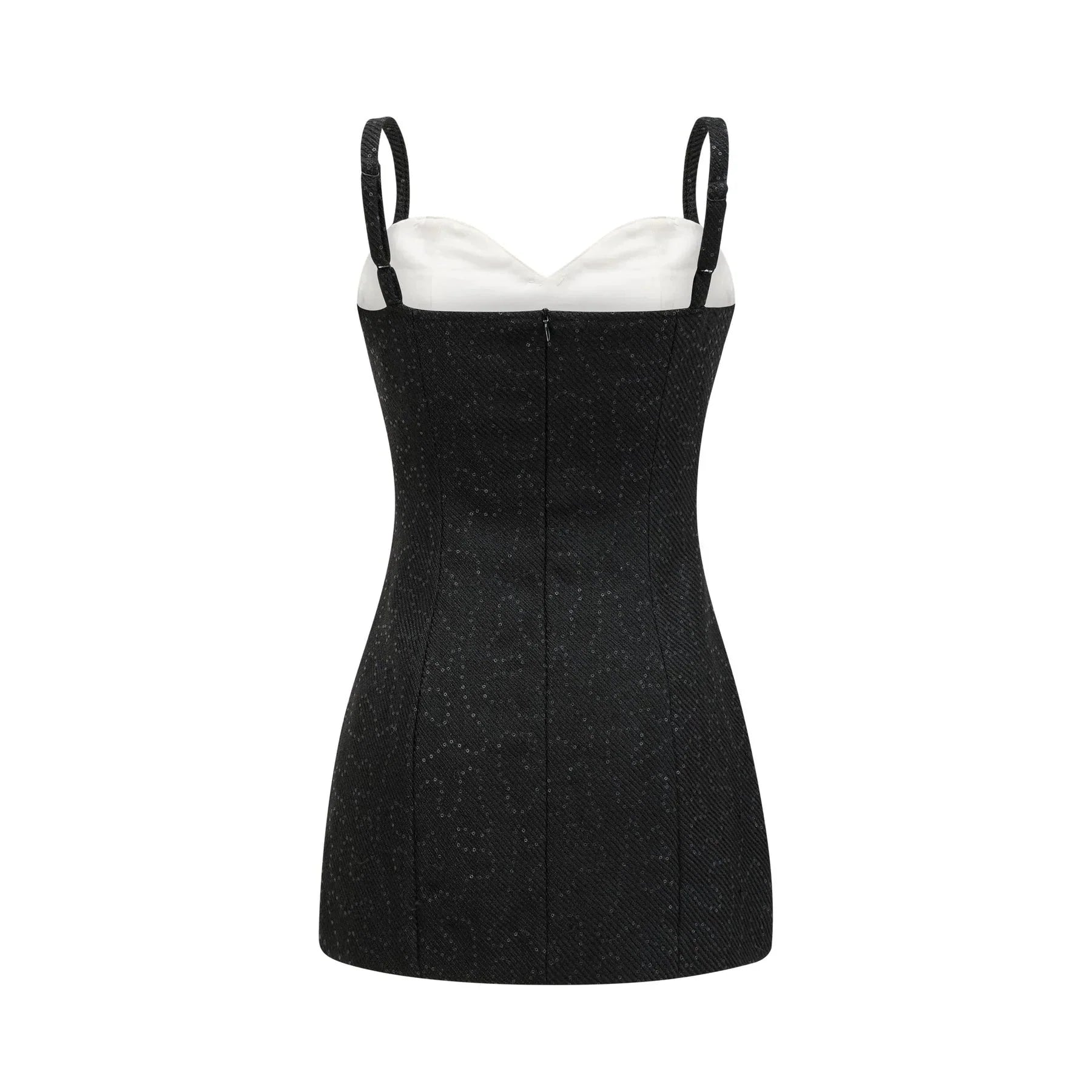 Clementina Dress - Crystal Sequin Bowknot Sleeveless Spaghetti Straps Mini Zip Back
