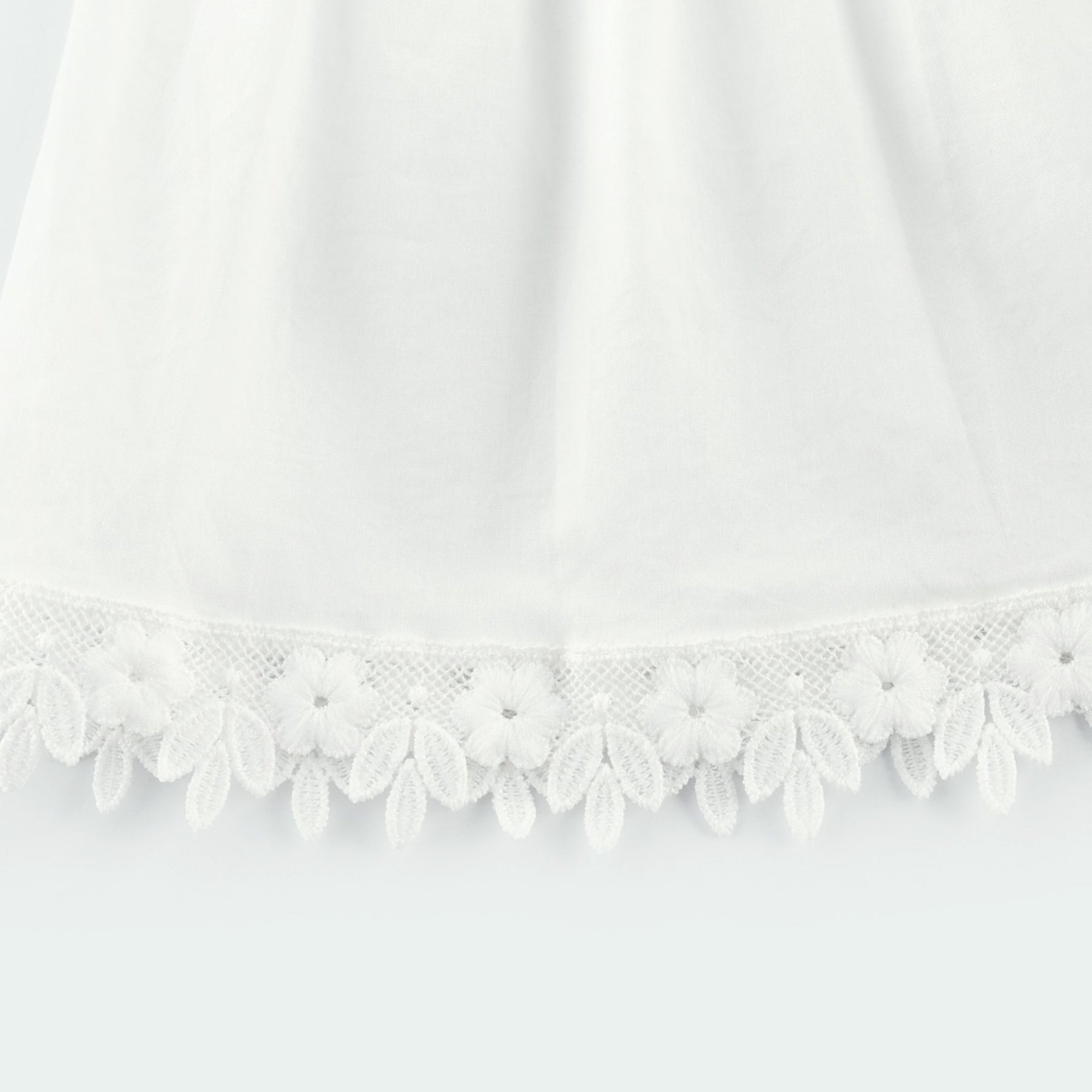 Coline Midi Dress - Soft Round Neckline - Short Puffed Sleeves - Floral Embroidery - Tiered Skirt - Semi - Sheer Style