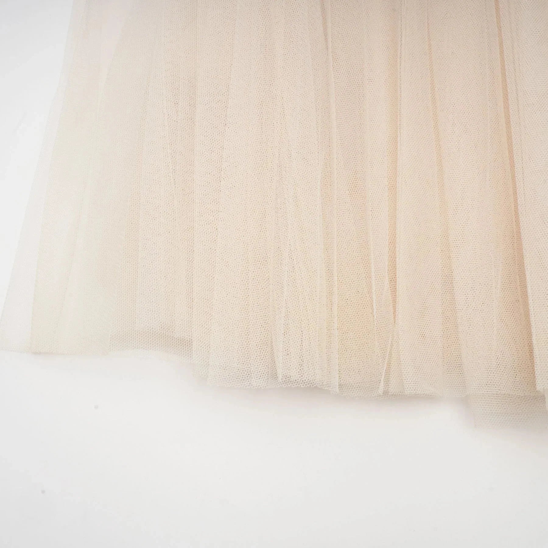 Colomba Midi Dress – Tulle Panels – Floral Appliqué – Fully Pleated