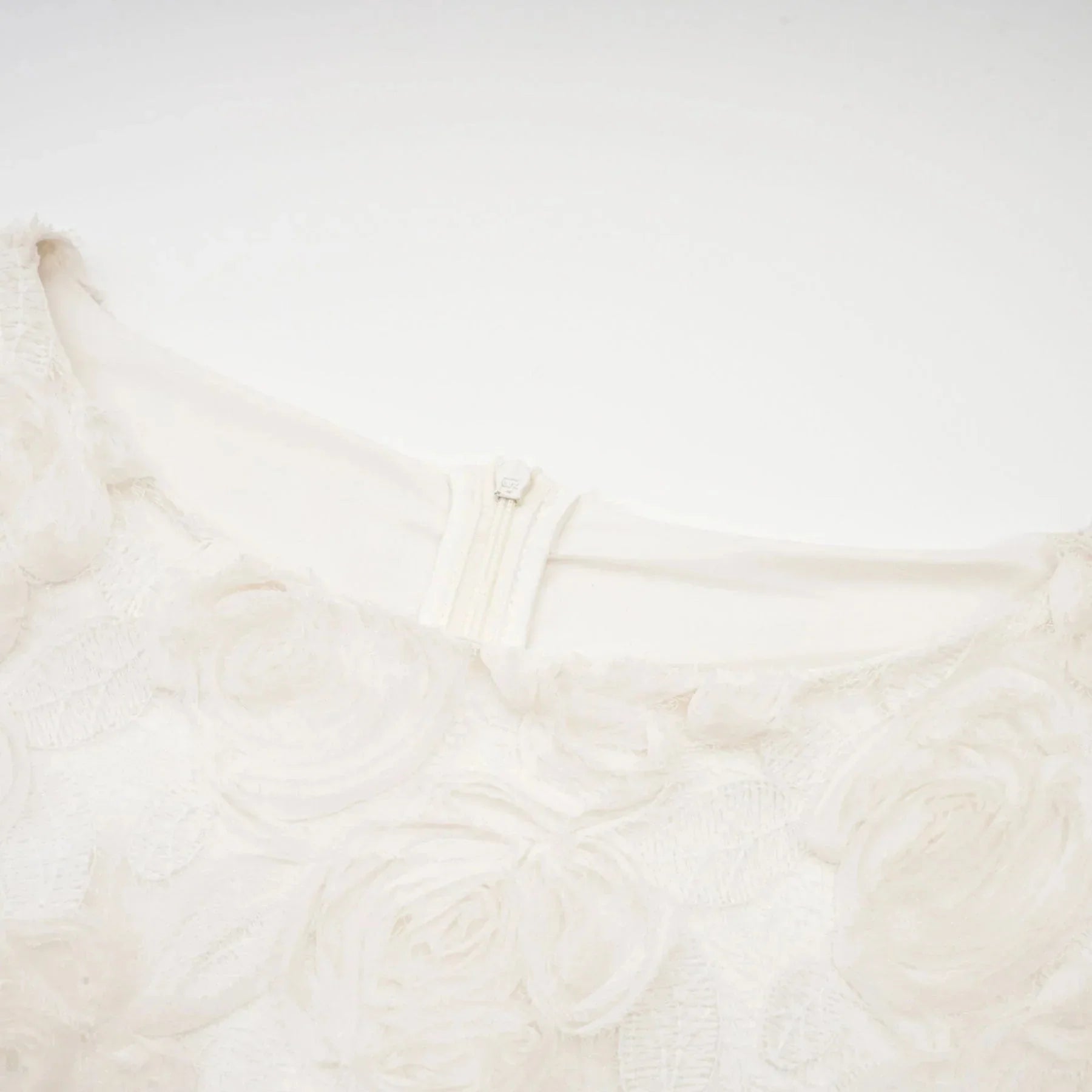 Colomba Midi Dress – Tulle Panels – Floral Appliqué – Fully Pleated