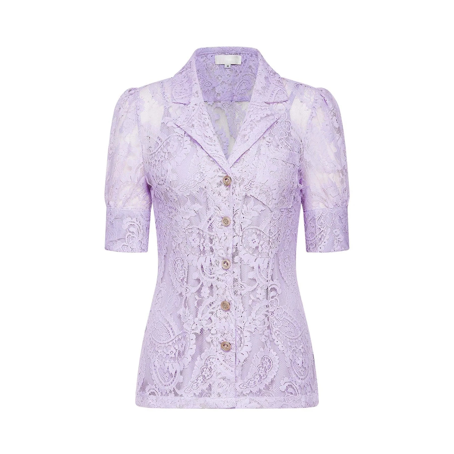 Colomba Skirt & Top Set - Lace Embroidery - Notched Lapels - Faux - Flower Embellishment - Mini Length