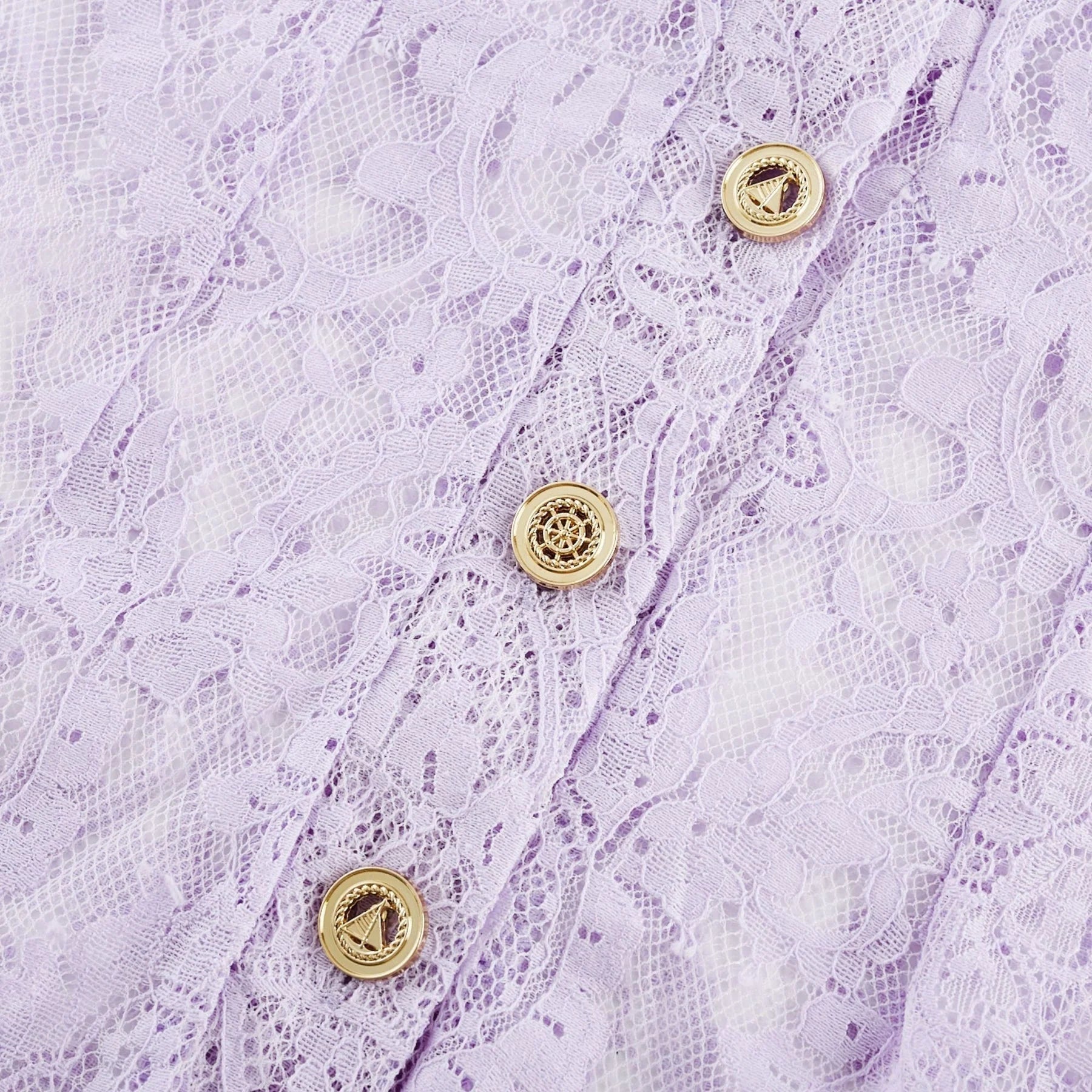 Colomba Skirt & Top Set - Lace Embroidery - Notched Lapels - Faux - Flower Embellishment - Mini Length