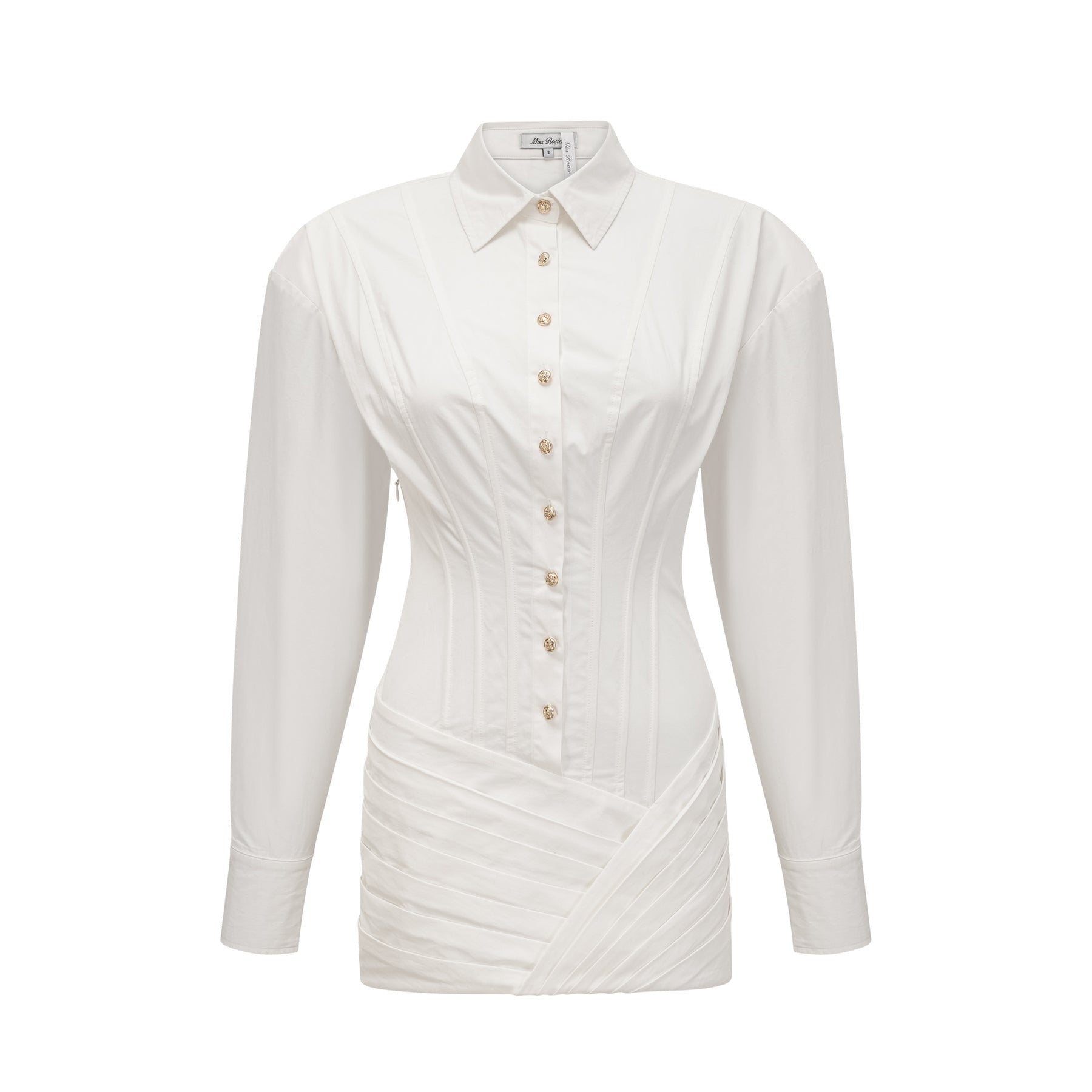 Coraline Mini Dress - Long Sleeve Buttoned Cuffs - Cinched Waist