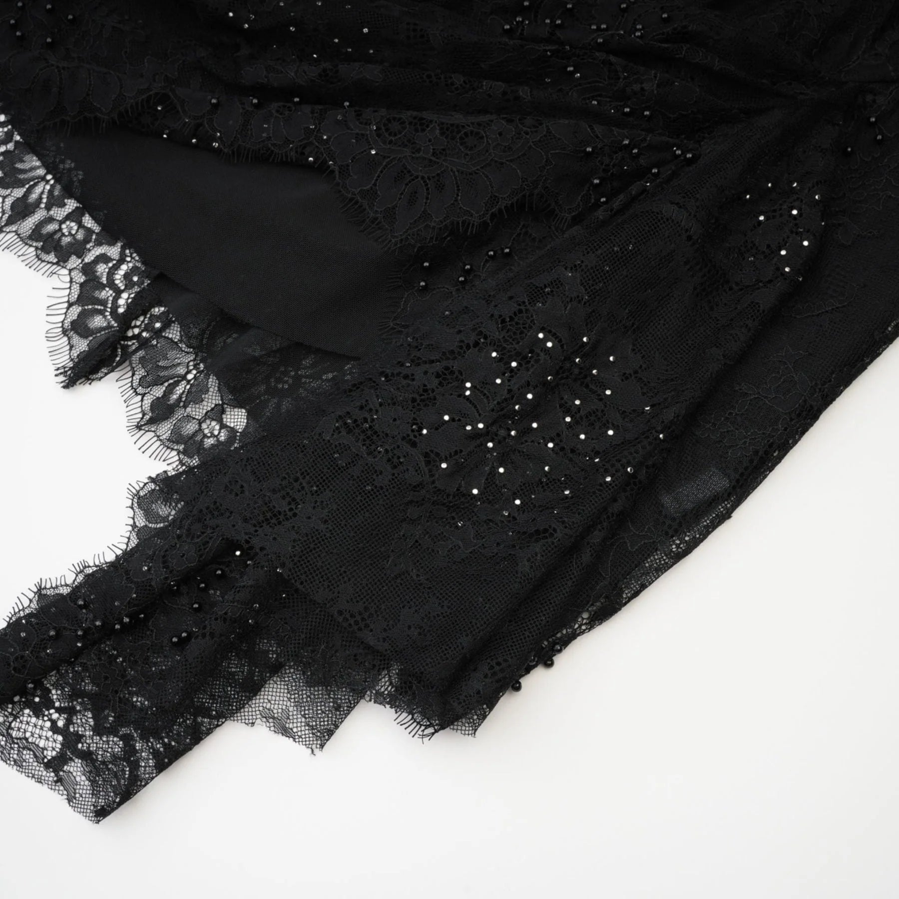 Coraline Off Shoulder Mini Dress - Mesh Floral Lace - Faux - Pearl Embellishment - Ribbon Detail - Lace Hem
