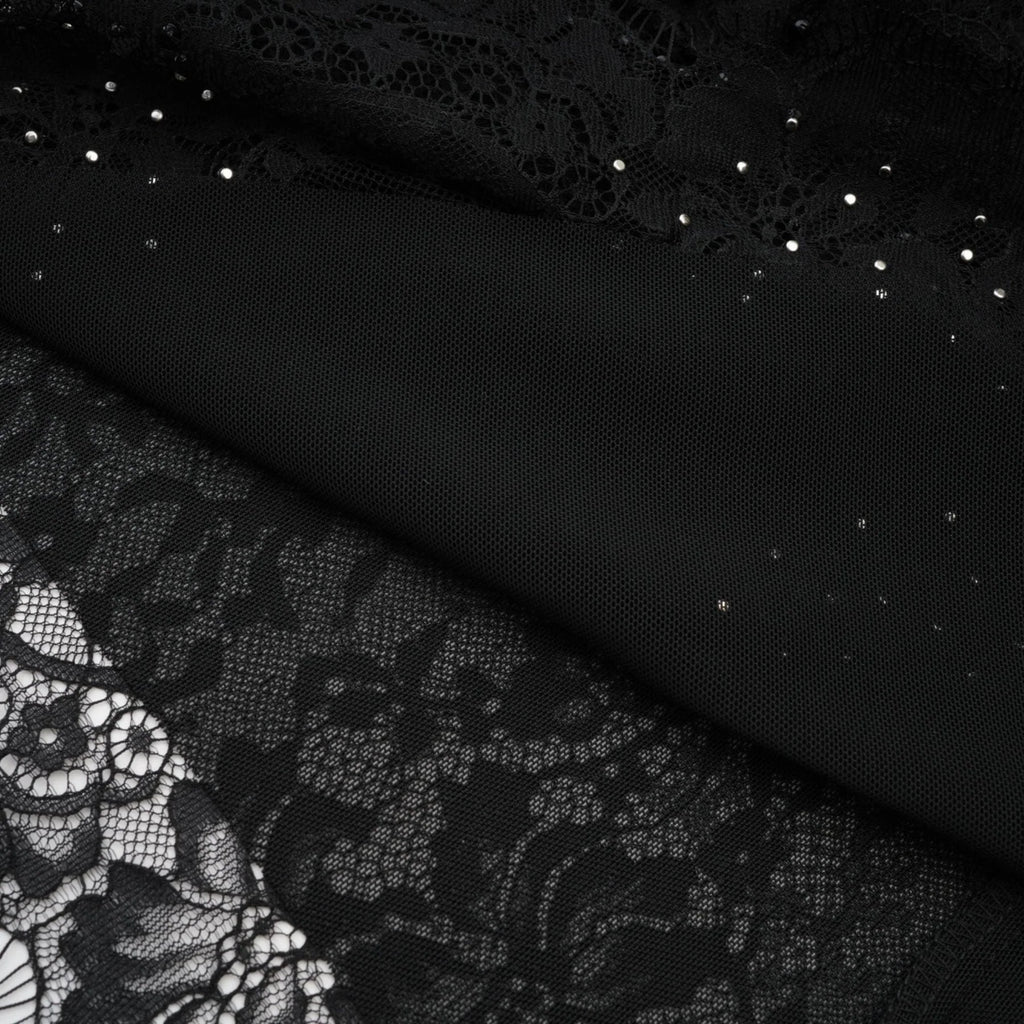 Coraline Off Shoulder Mini Dress - Mesh Floral Lace - Faux - Pearl Embellishment - Ribbon Detail - Lace Hem
