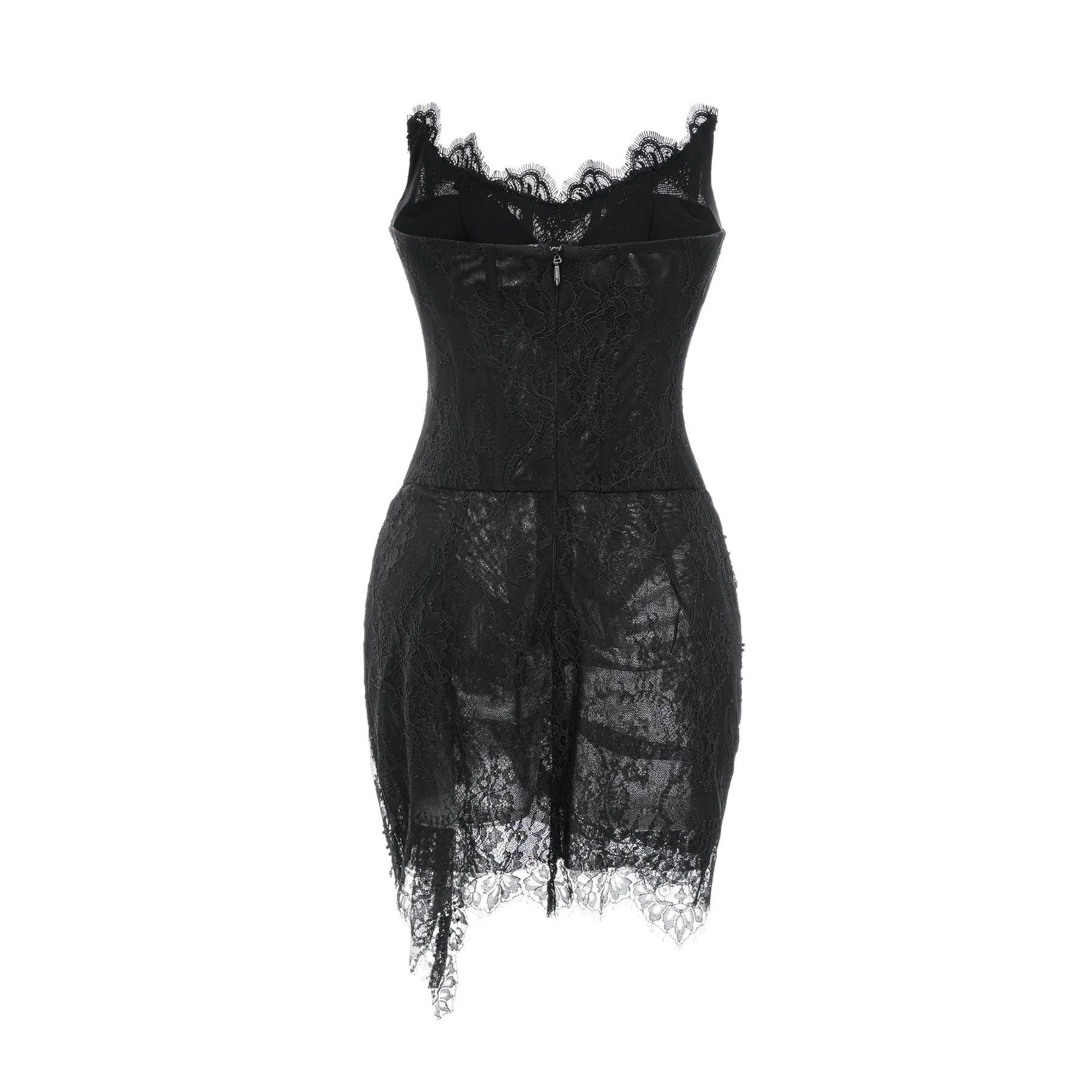 Coraline Off Shoulder Mini Dress - Mesh Floral Lace - Faux - Pearl Embellishment - Ribbon Detail - Lace Hem