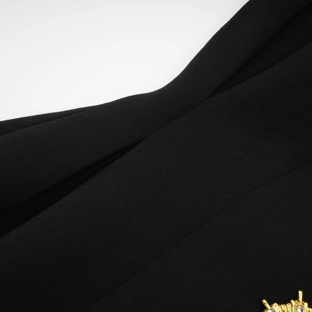 Corinna Long Sleeve Midi Dress - Lapel Neckline - Pleat Detailing - Waist - Tightened Design - Front Button Fastening