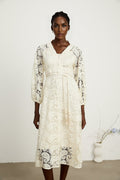 Corinna Midi Dress – Paisley Pattern – V - Neck – Tied Waist