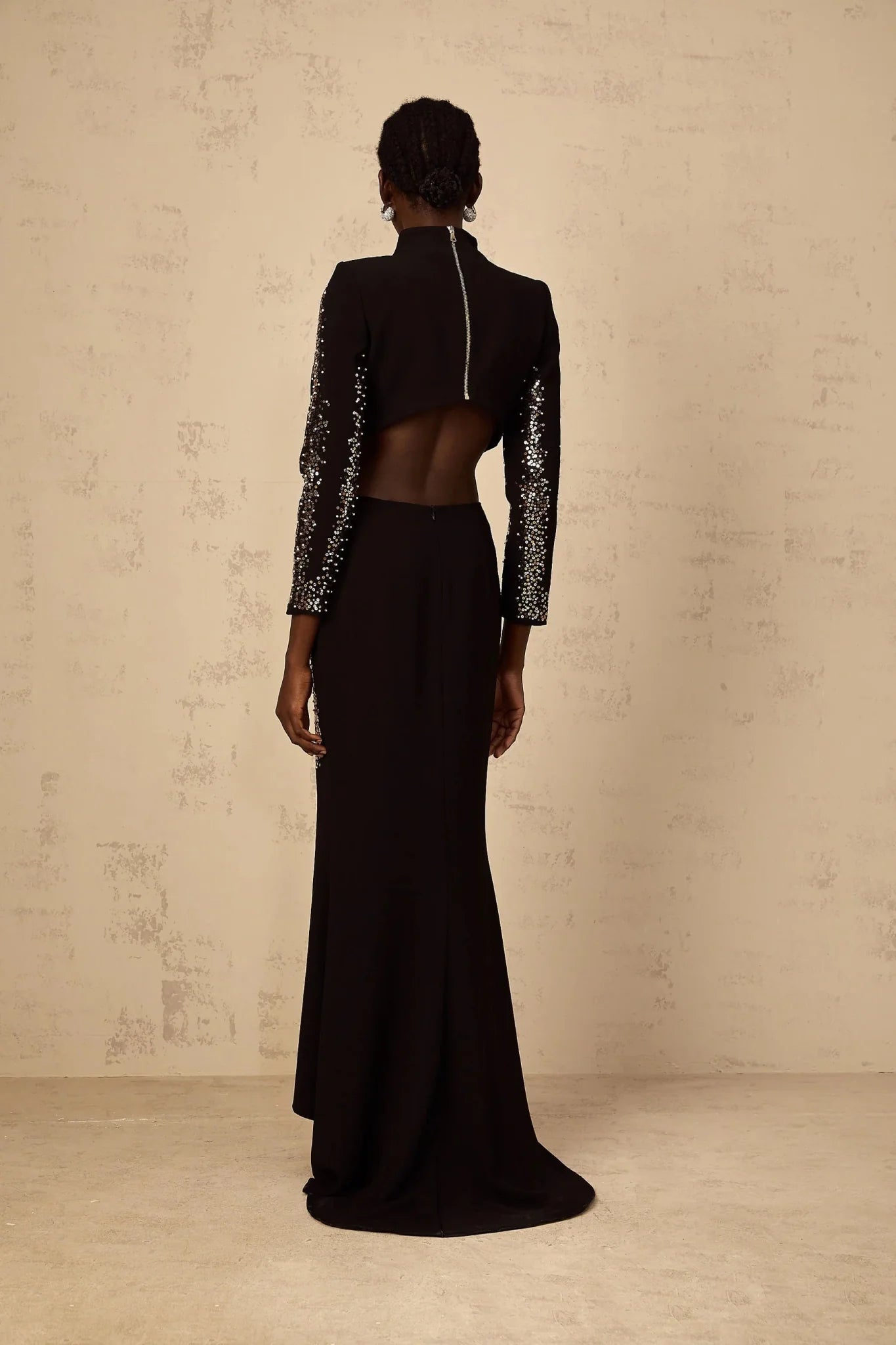 Costanza Top & Skirt Set Sequin Embellished Train Design