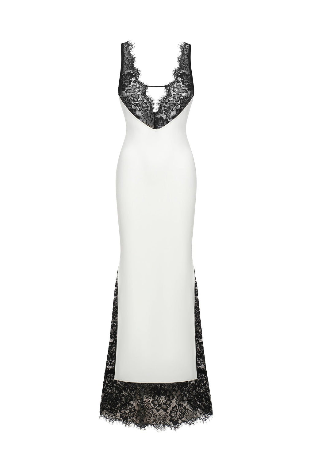 Cristina White Lace Maxi Dress V Neckline Elegant Formal Wear