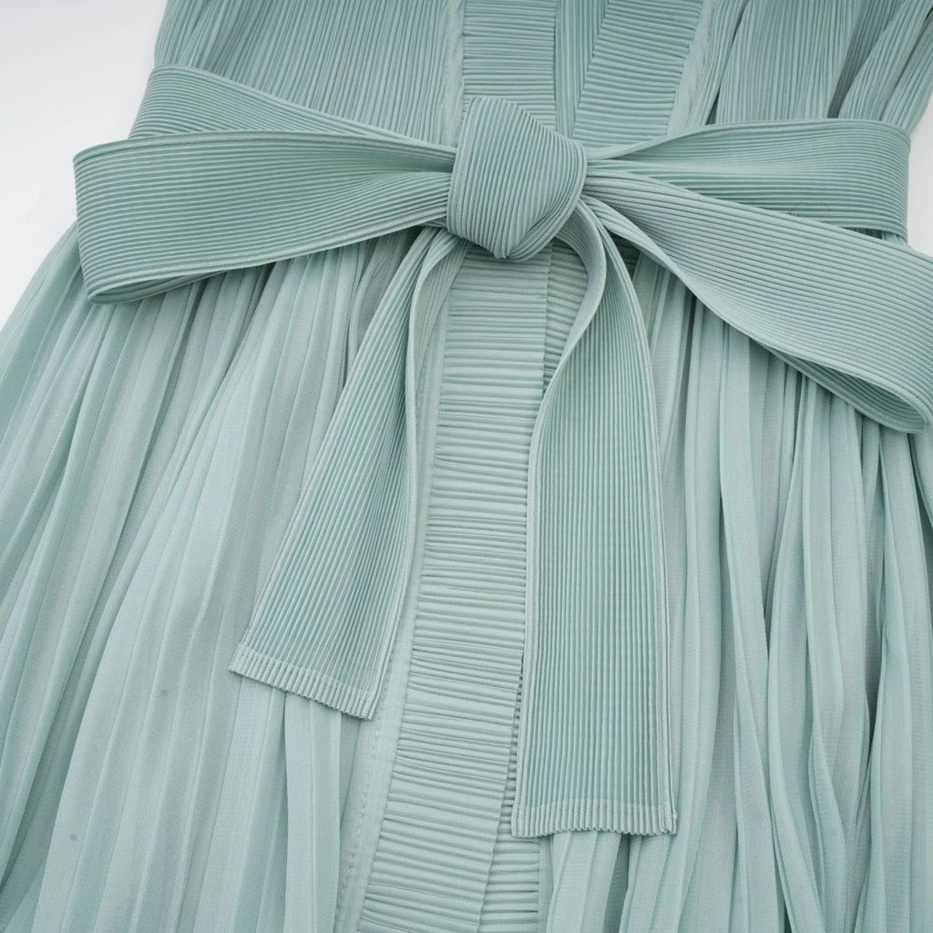 Cynthia Dress & Coat - Long Sleeve Faux - Flower Design - Elasticated Cuffs - Pleated Midi Dress