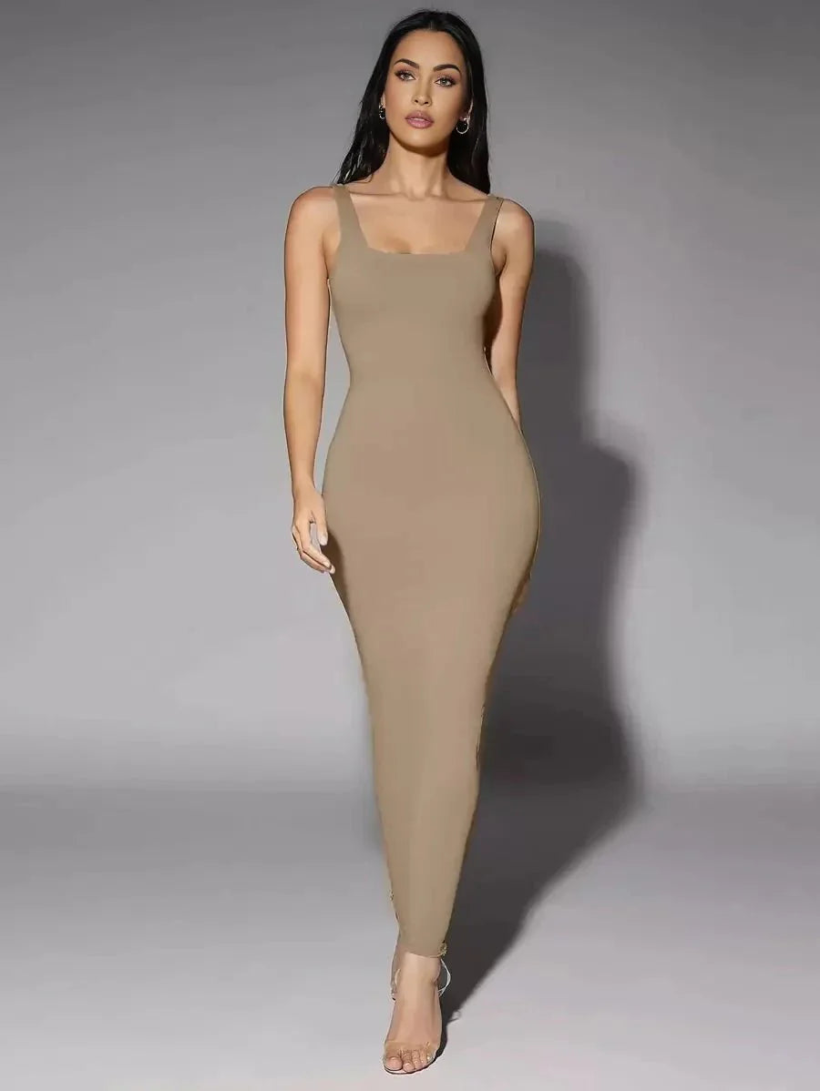 Cynthia Maxi Dress - Refined Style - Slim Fit - Sleeveless Length - High Stretch Elasticity - Scoop Neck Neckline - Premium Quality