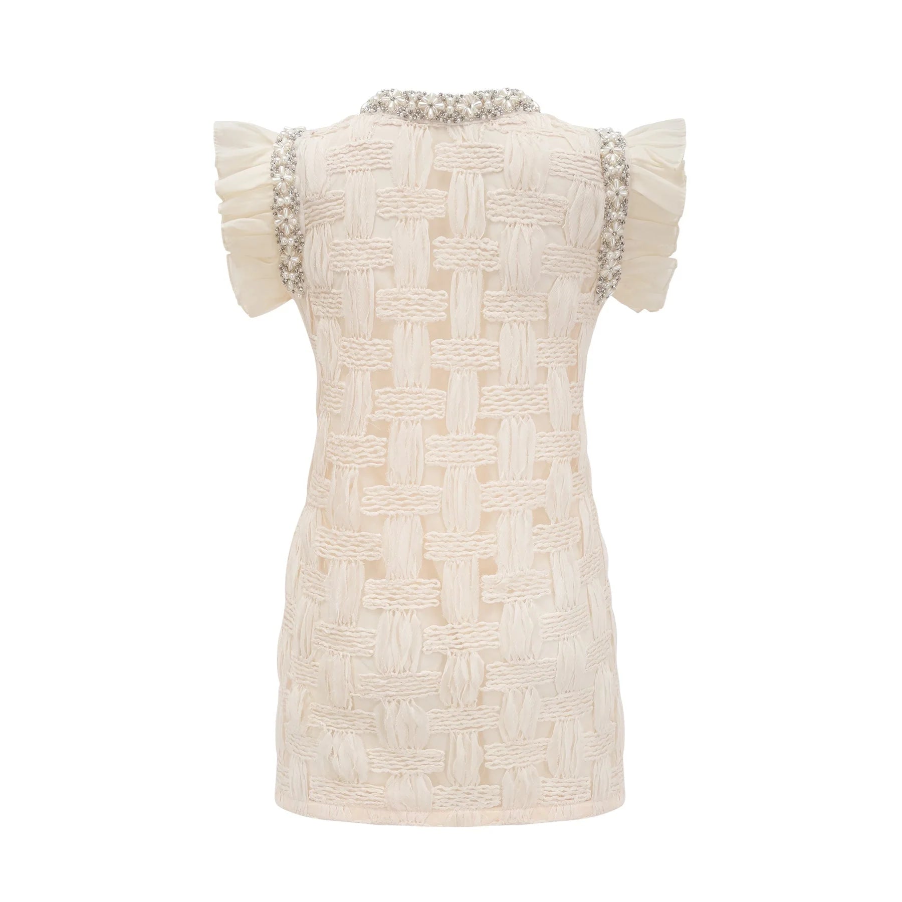 Dahlia Mini Dress - Sleeveless - Round Neck - Pleat & Crystal Embellishments