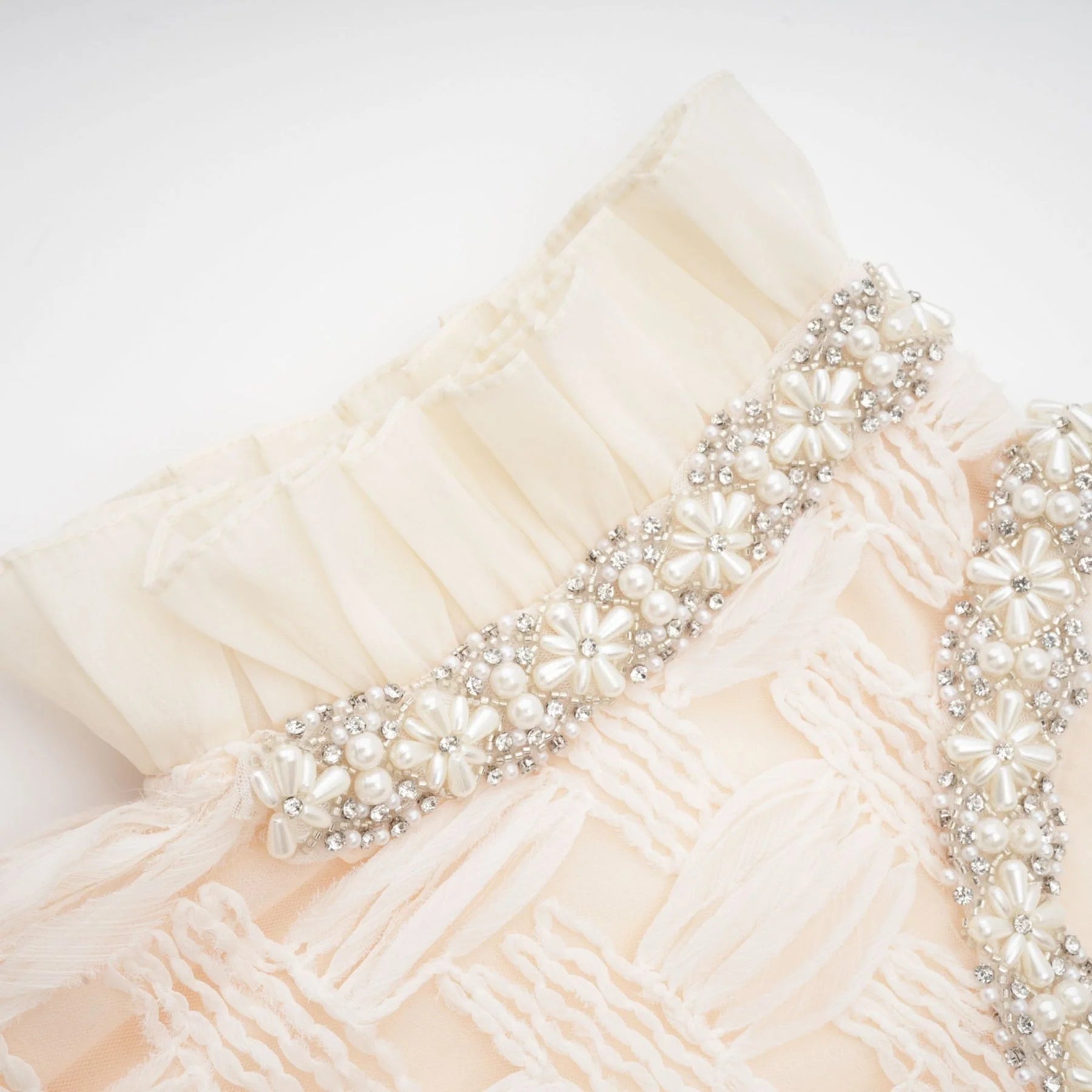 Dahlia Mini Dress - Sleeveless - Round Neck - Pleat & Crystal Embellishments