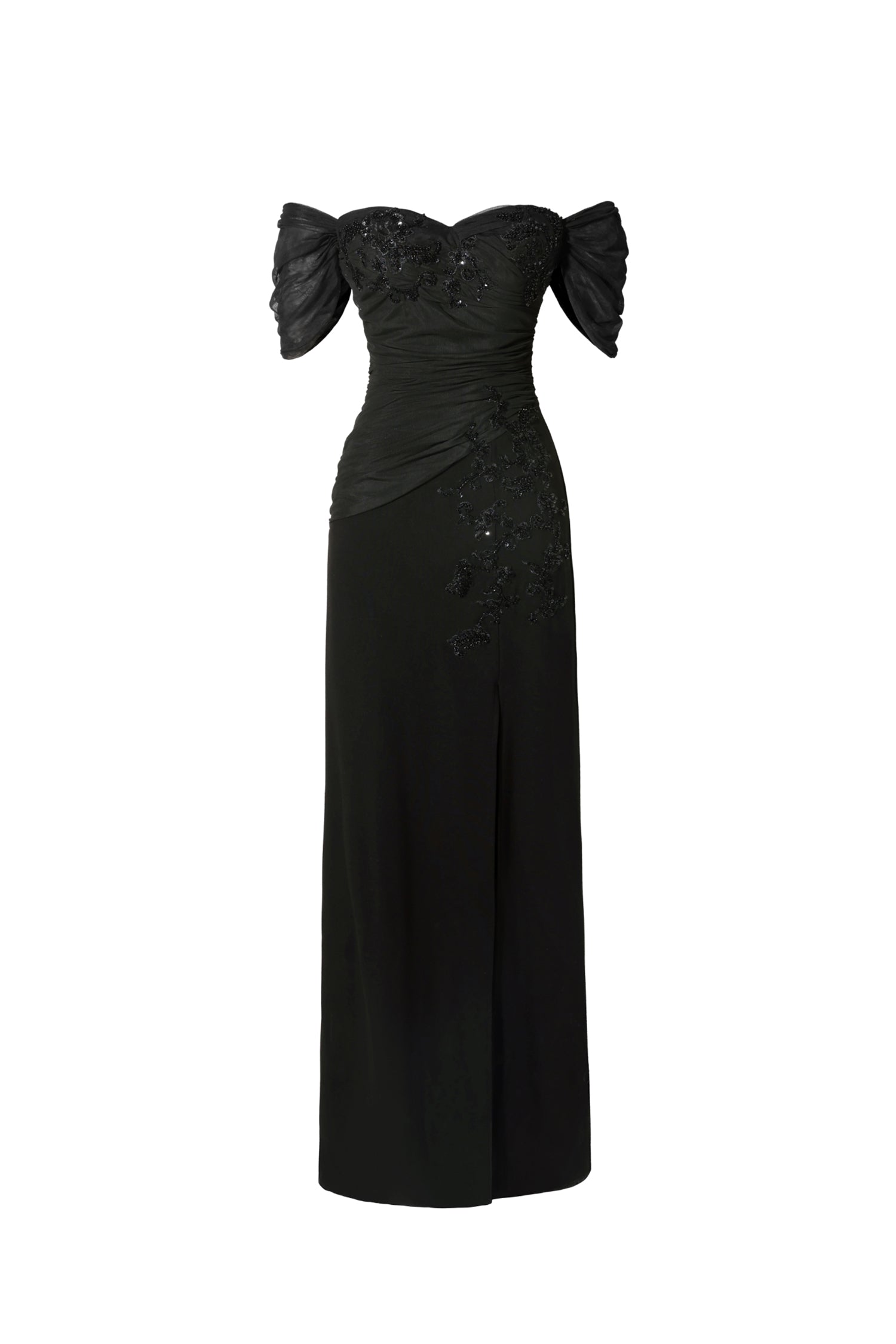 Dakota Black Off-Shoulder Maxi Gown with Embellishments