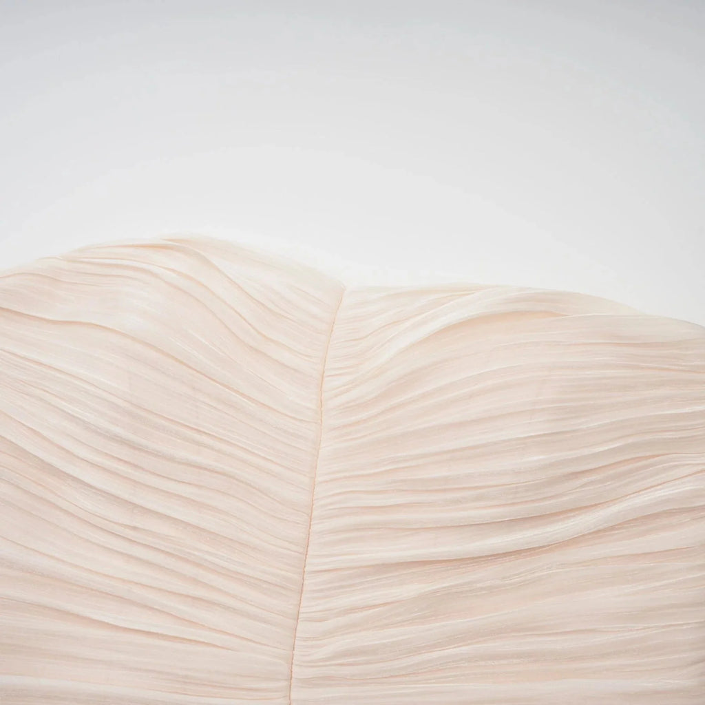 Dakota Maxi Dress Ruffled Pleated Neutral Glitter Strapless & Corset