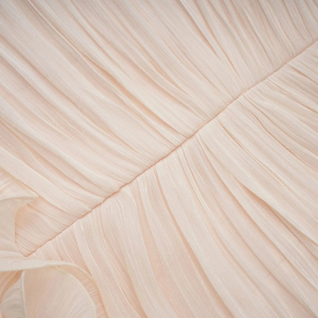 Dakota Maxi Dress Ruffled Pleated Neutral Glitter Strapless & Corset