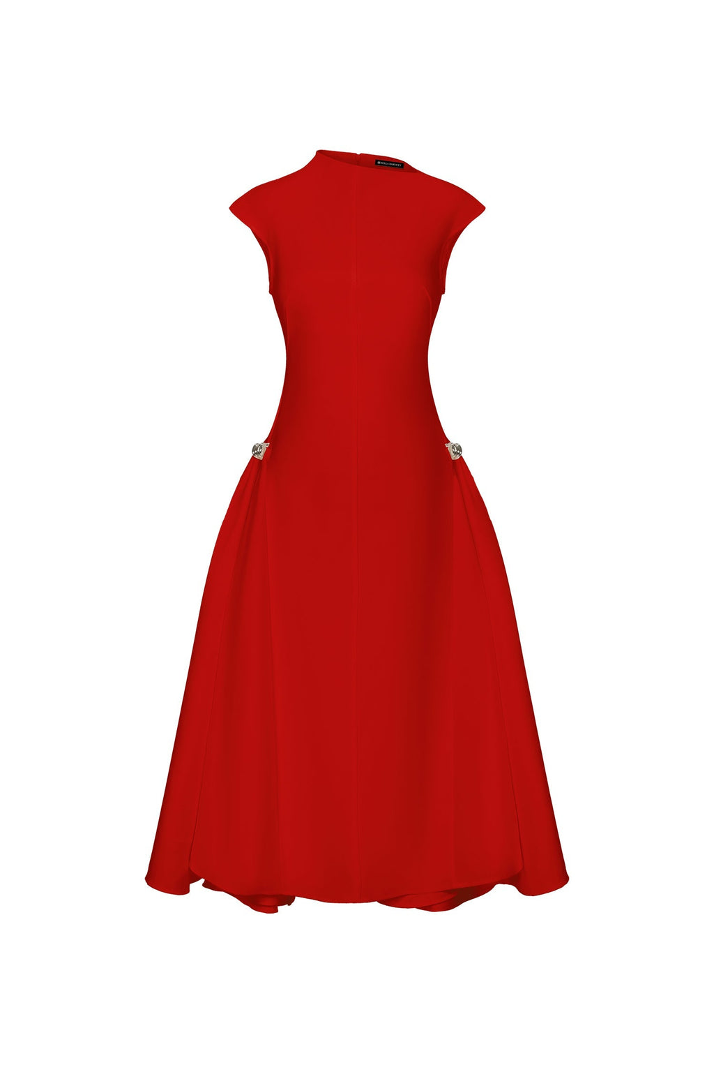 Dakota Red Sleeveless Maxi Dress with High Neckline and Tailored Silhouette