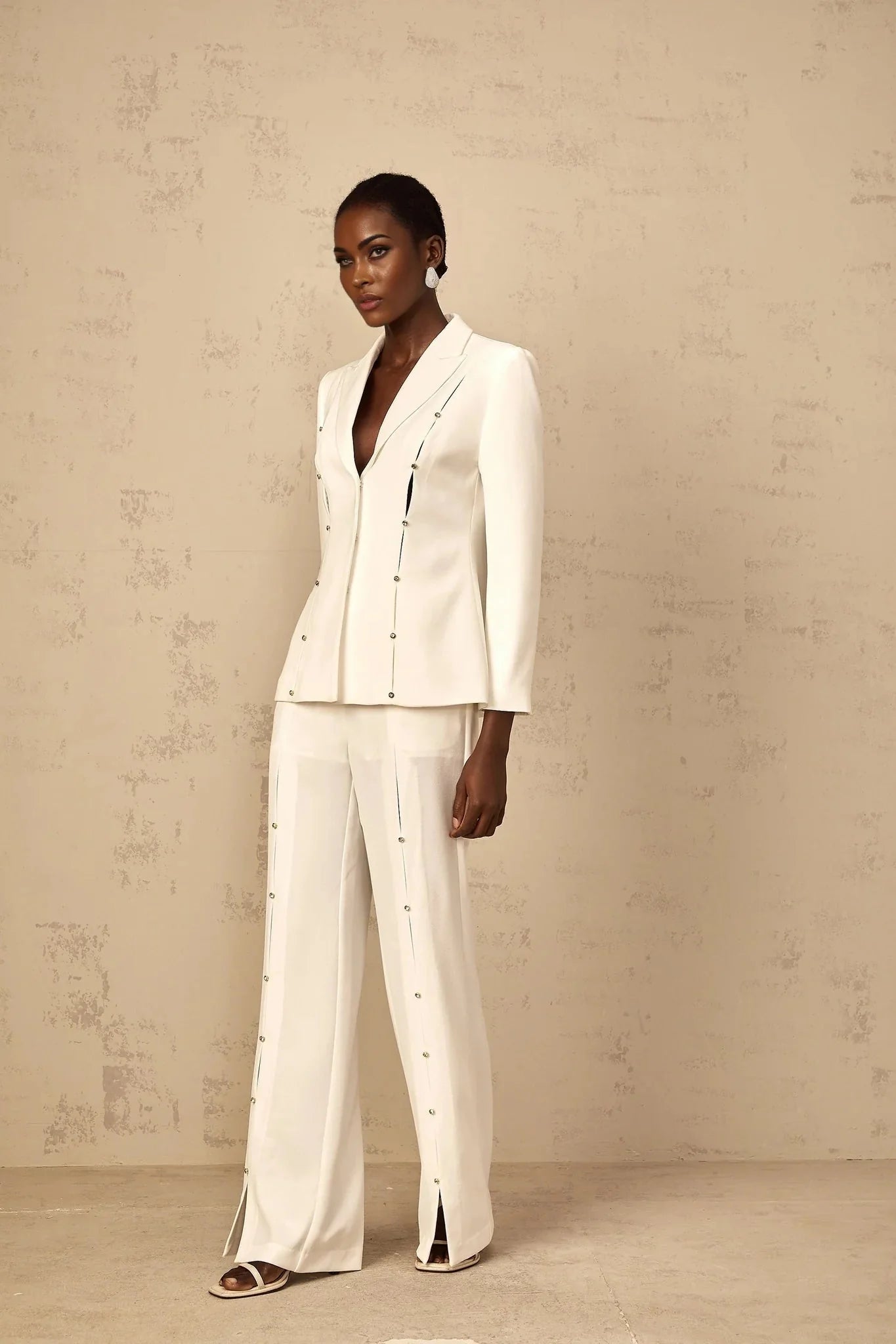 Dallas Blazer & Trousers Set Rhinestone & Wide Leg