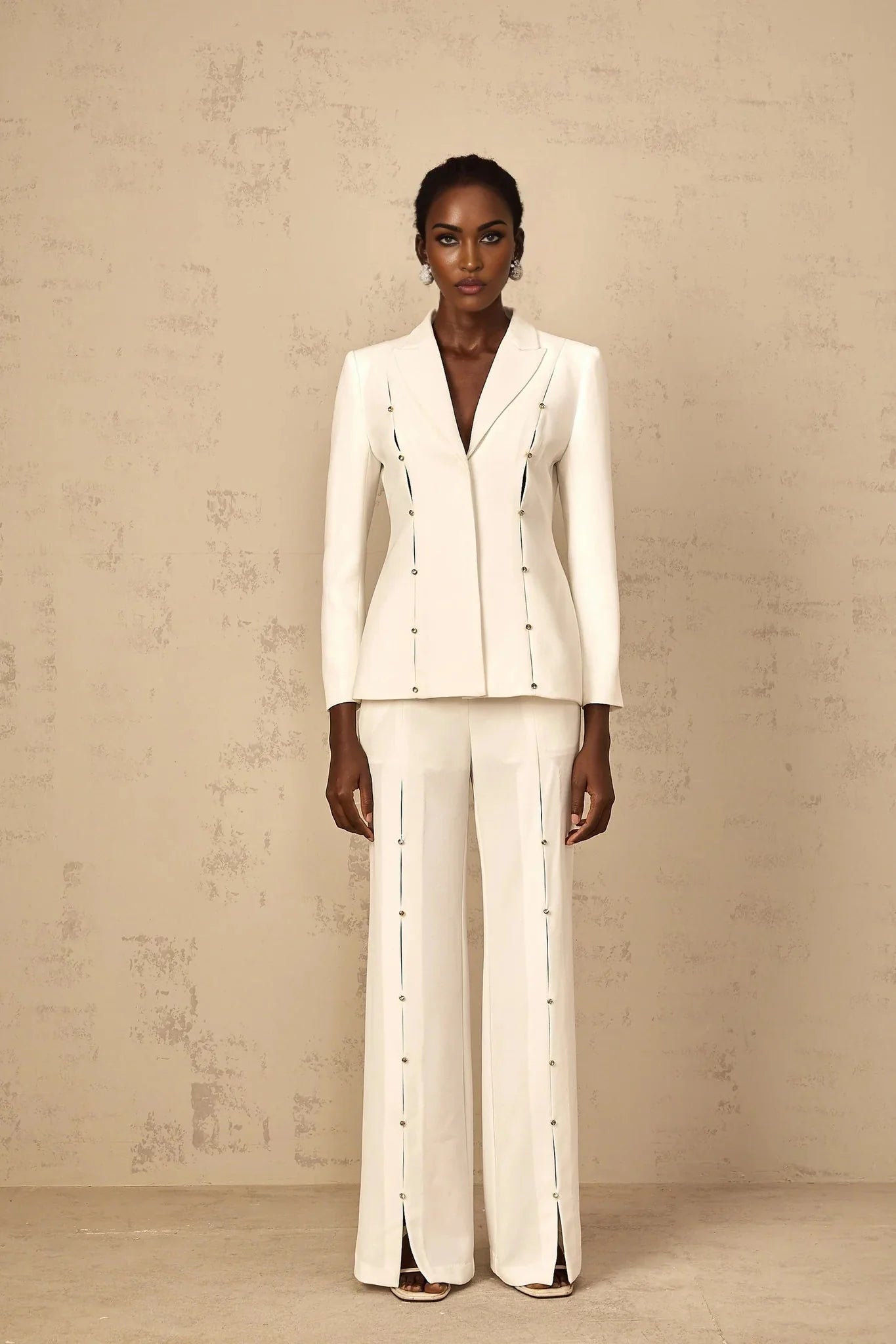 Dallas Blazer & Trousers Set Rhinestone & Wide Leg