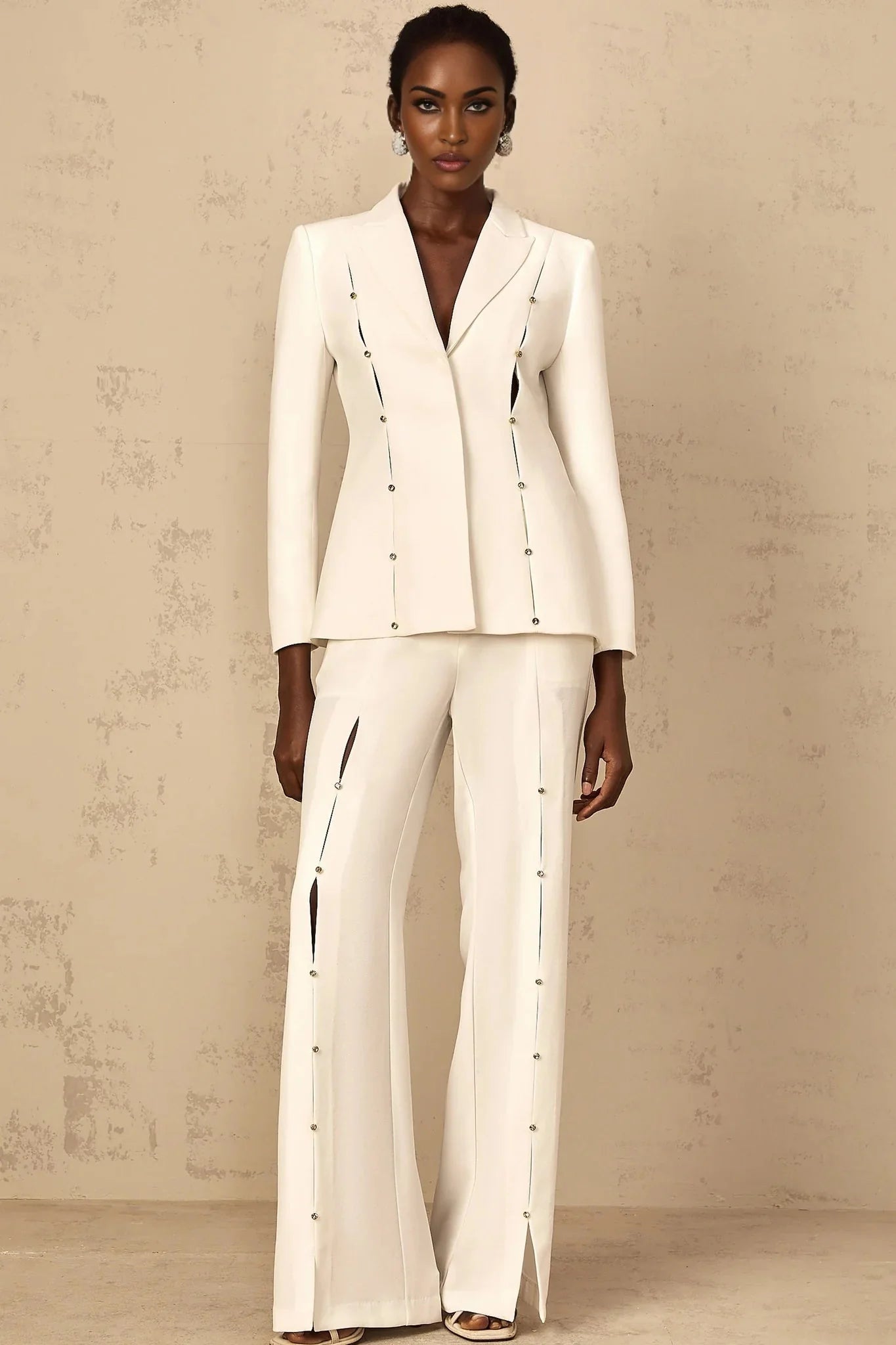 Dallas Blazer & Trousers Set Rhinestone & Wide Leg