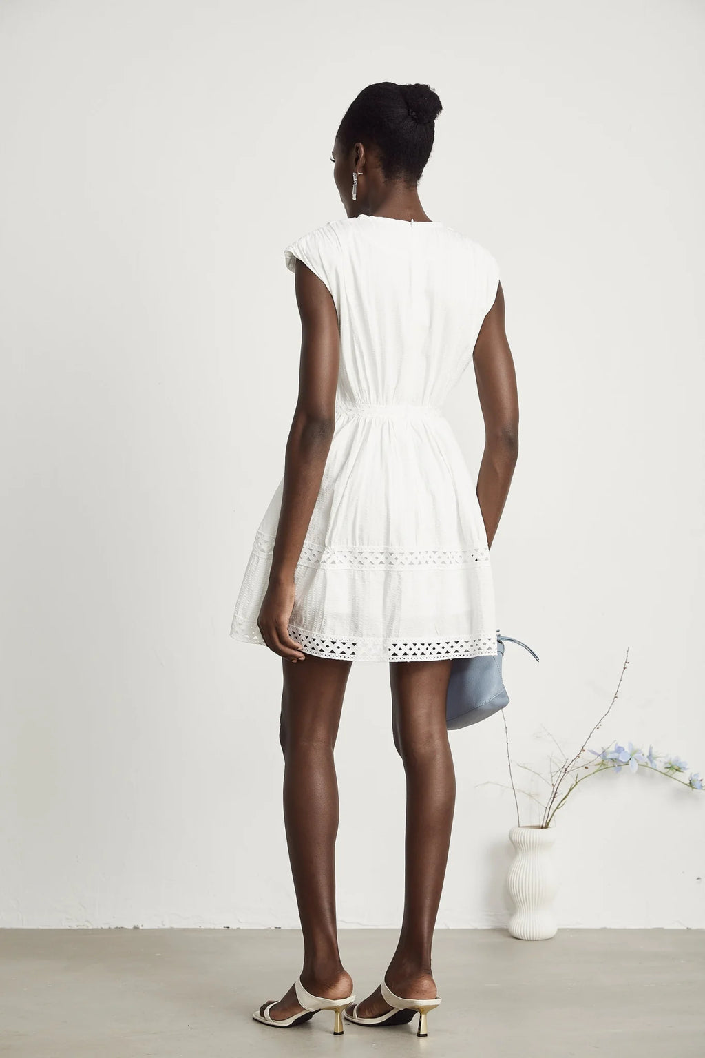 Dallas Mini Dress - V - neck - Sleeveless - Cut - out Design - A - line Embellished
