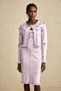 Daniela Cardigan & Dress - Fine Knit - Ruffled Trim - Faux - Flower Design - Cropped & Midi Length