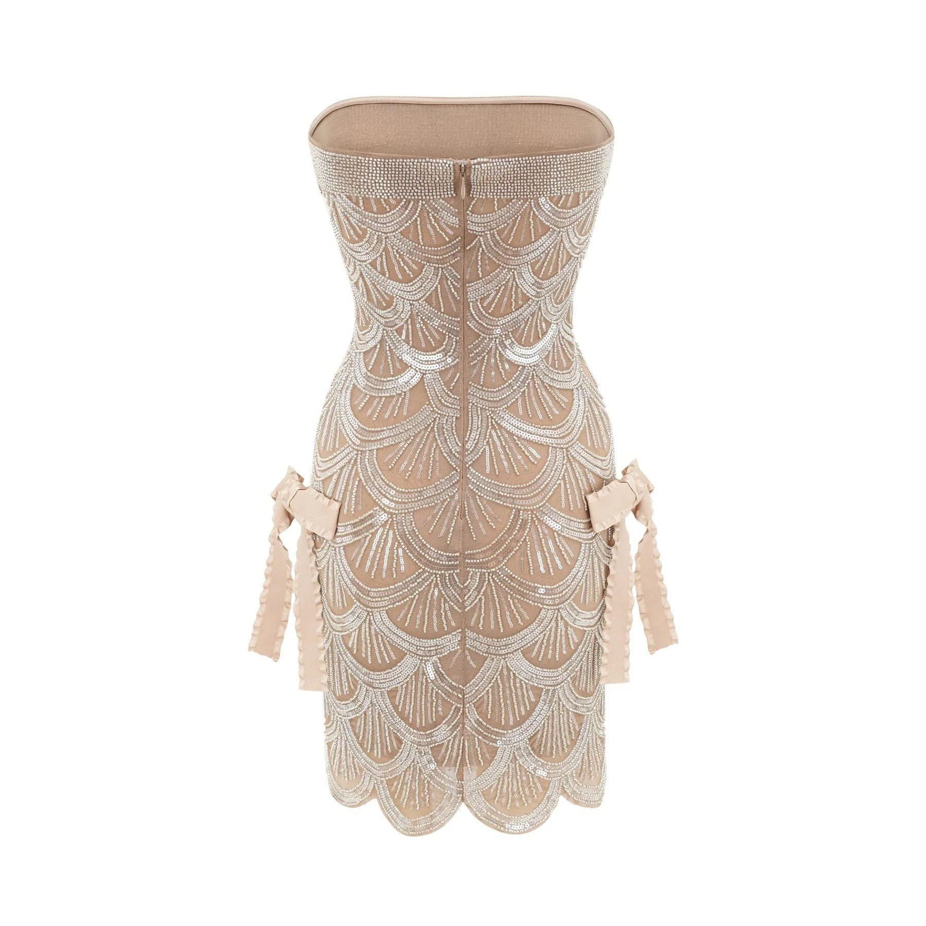 Daniela Mini Dress - Off the Shoulder Style - Bandage Design - Bowknot Detailing - Sequin Embellished