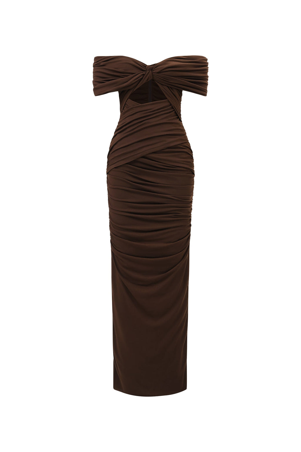 Daphne Brown Twist Bodice Maxi Dress