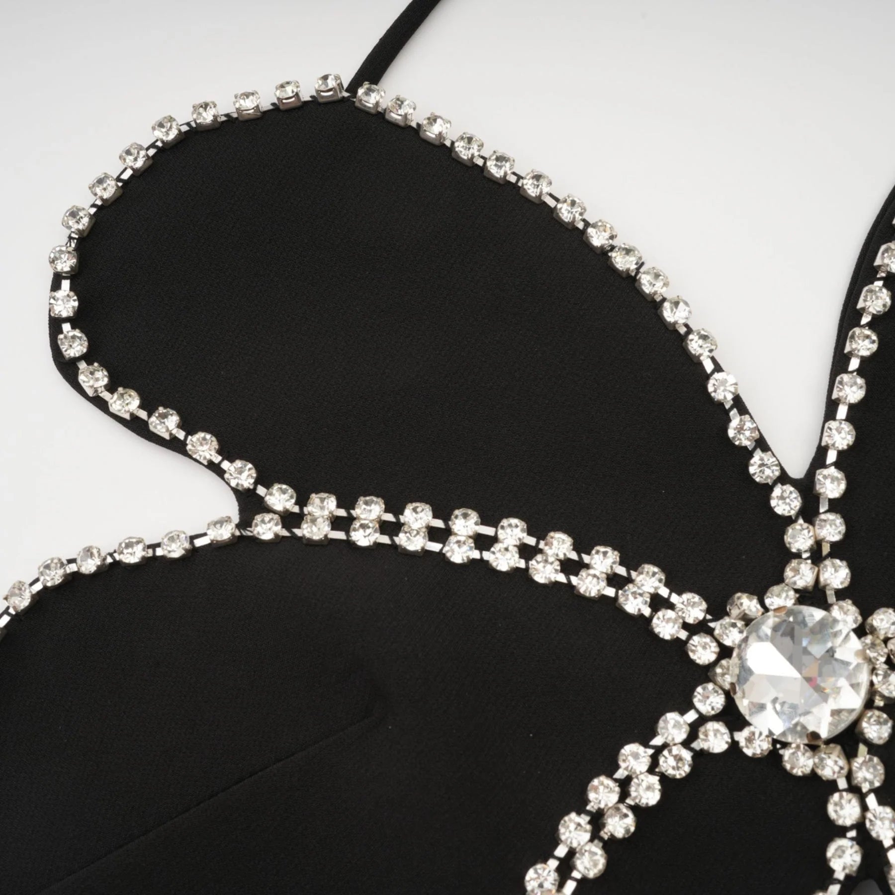 Daphne Top - Halterneck - Sleeveless - Backless - Crystal Embellishment - Floral Motif - Cropped