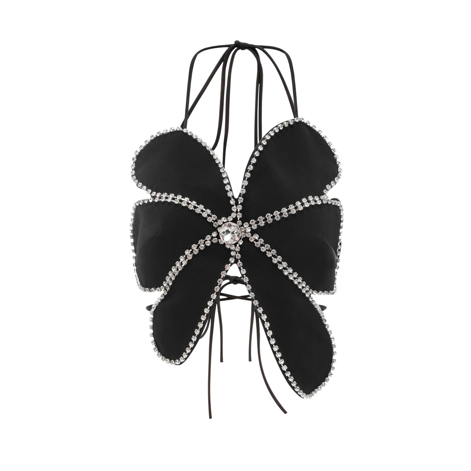 Daphne Top - Halterneck - Sleeveless - Backless - Crystal Embellishment - Floral Motif - Cropped
