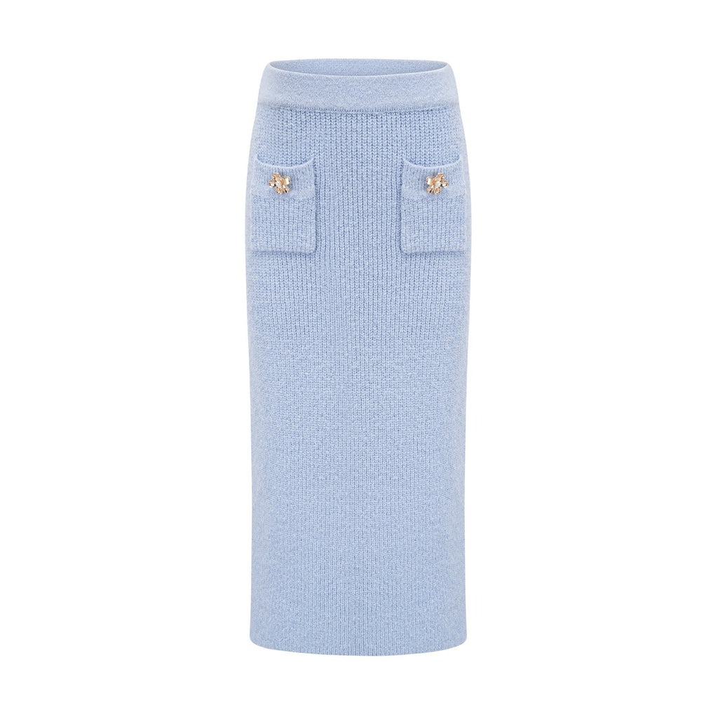 Daria Blouse & Skirt - Stretch Knit - Crew Neck - Short Sleeves - Front Patch Pockets