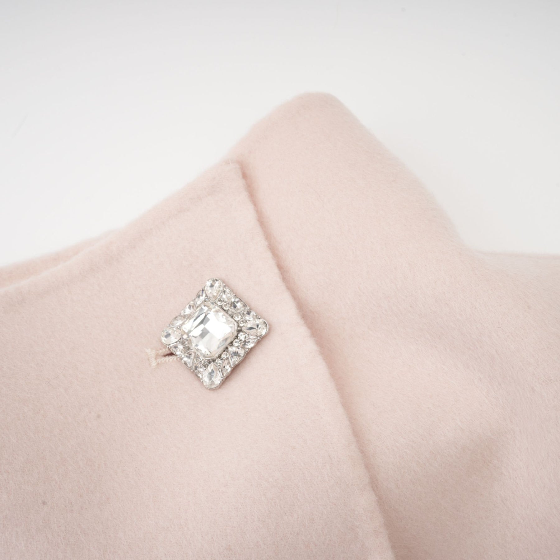 Dayana Coat - Faux fur detailing - Mock neck - Crystal - embellished buttons - Cropped