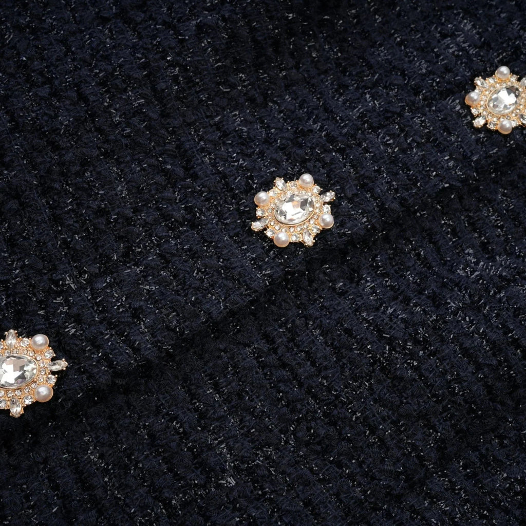 Dayana Maxi Dress Navy Blue Detachable Skirt Crystal Buttons