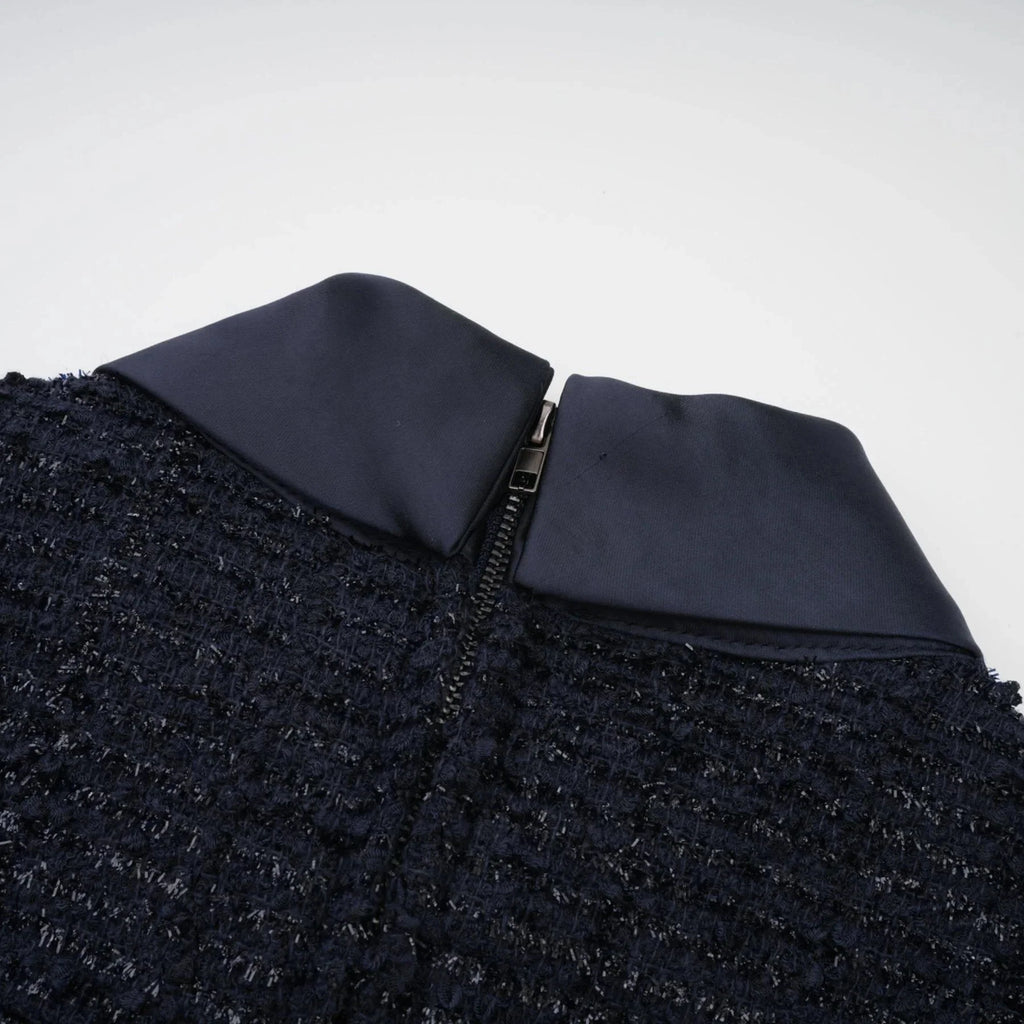 Dayana Maxi Dress Navy Blue Detachable Skirt Crystal Buttons