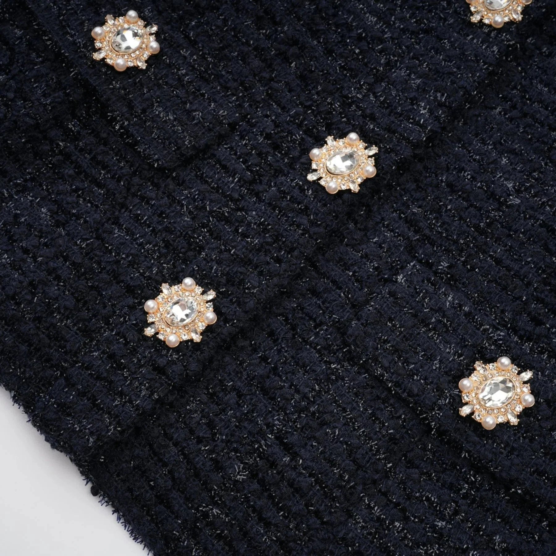 Dayana Maxi Dress Navy Blue Detachable Skirt Crystal Buttons