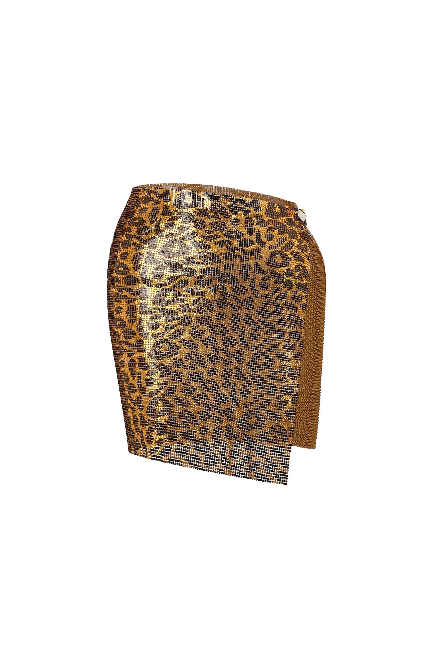 Debora Gold Leopard Print V-Neck Dress with Cut-Out Detailing and Asymmetrical Hemline