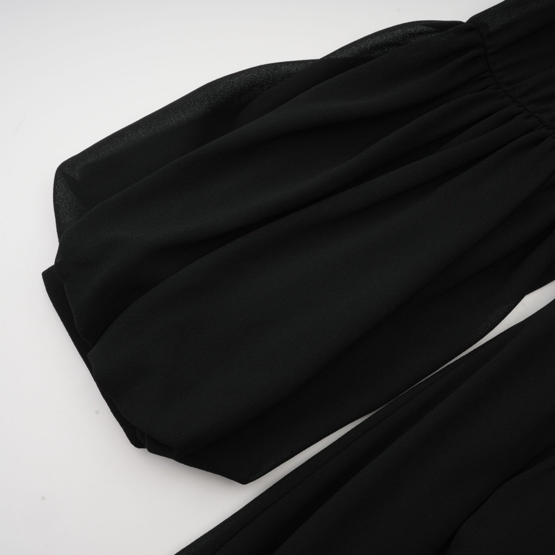 Delaney Midi Dress - Crew Neck - Balloon Sleeves - Cinched Waist - Pleated - tone Buttons
