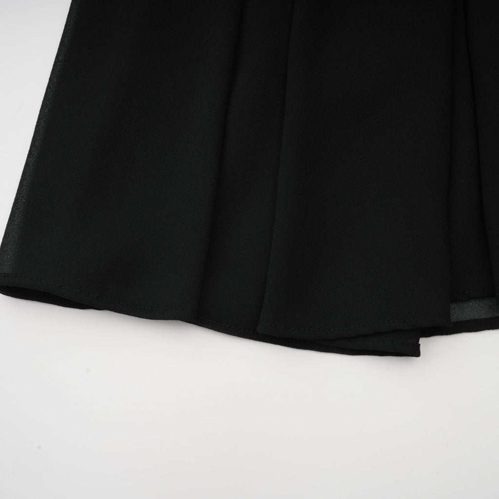 Delaney Midi Dress - Crew Neck - Balloon Sleeves - Cinched Waist - Pleated - tone Buttons