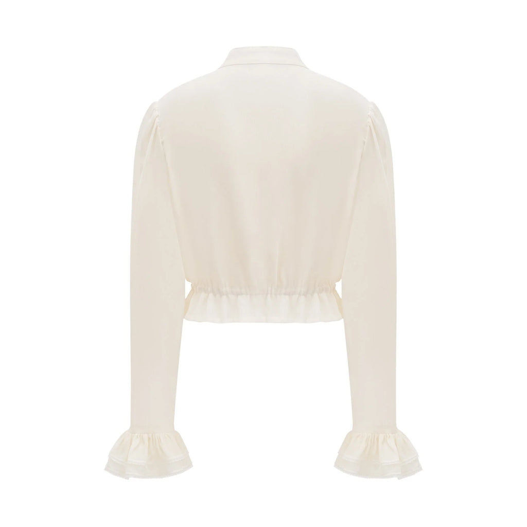 Delilah Top - Long Sleeves - Mock Neck - Ruffled Trim