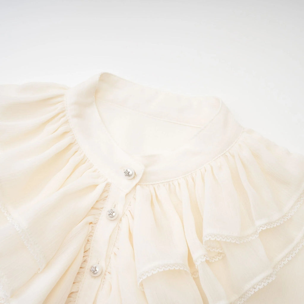 Delilah Top - Long Sleeves - Mock Neck - Ruffled Trim