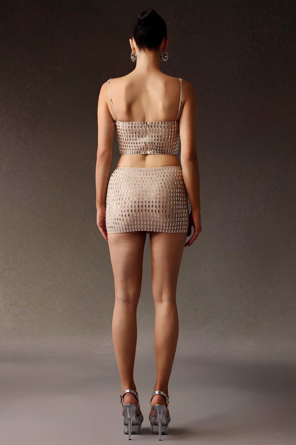 Delizia Beige Figure-Hugging Dress Soft Stretchy Fabric Chic Modern Design Elegant Neckline