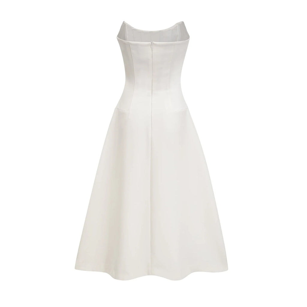Denise Midi Dress - Off the Shoulder - Sleeveless - Fully Embellished - Rear Zip Fastening